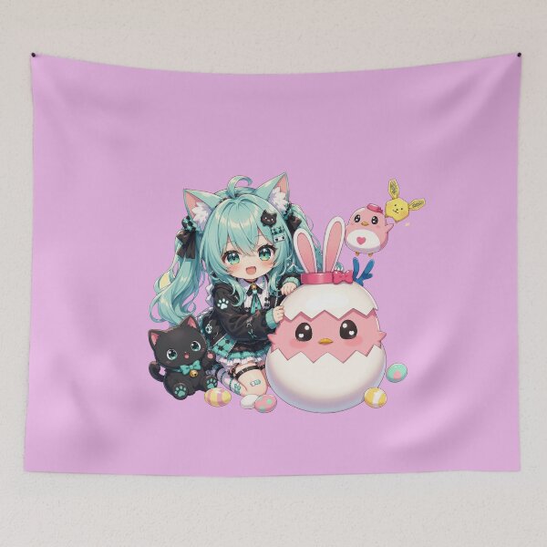 Item preview, Aqua Girl Mint Easter Egg – Anime Girl with Bunny Spring Design designed and sold by Revyra.