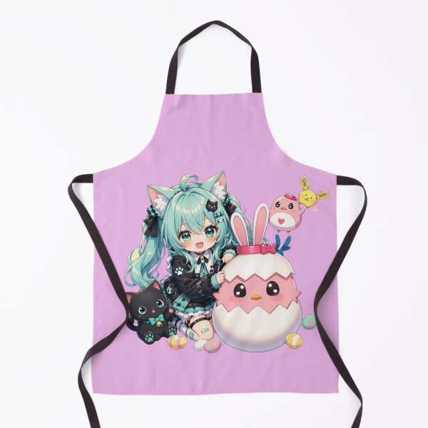 Item preview, Aqua Girl Mint Easter Egg – Anime Girl with Bunny Spring Design designed and sold by Revyra Design .