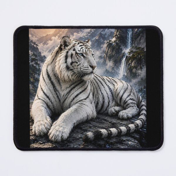 Item preview, Majestic White Tiger in Majestic Mountains | Alpine Wildlife Art designed and sold by ManJiangHong.