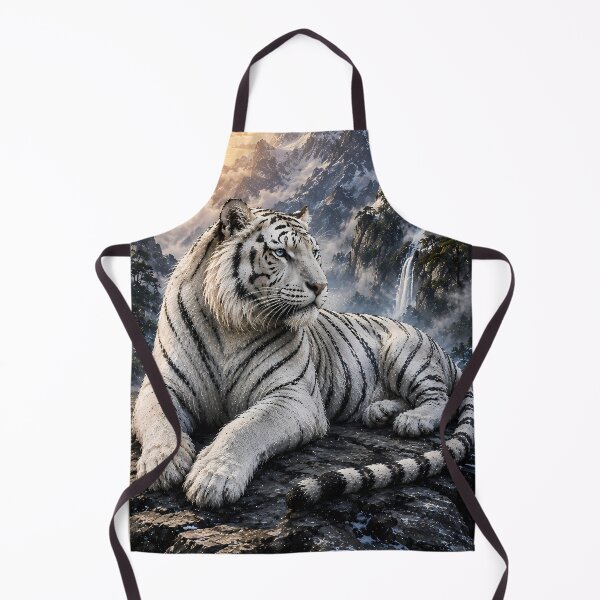 Item preview, Majestic White Tiger in Majestic Mountains | Alpine Wildlife Art designed and sold by ManJiangHong.