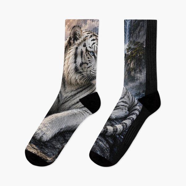 Item preview, Majestic White Tiger in Majestic Mountains | Alpine Wildlife Art designed and sold by ManJiangHong.