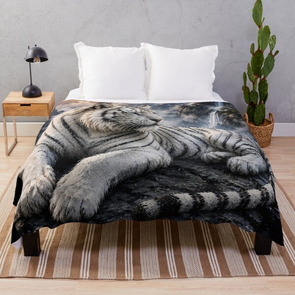 Item preview, Majestic White Tiger in Majestic Mountains | Alpine Wildlife Art designed and sold by ManJiangHong.