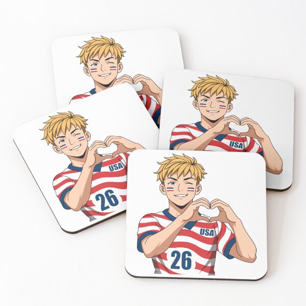 Item preview, USA Soccer Fan Heart Hands Anime Boy designed and sold by Anne97s.