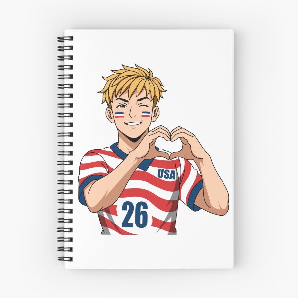 Item preview, USA Soccer Fan Heart Hands Anime Boy designed and sold by Anne97s.
