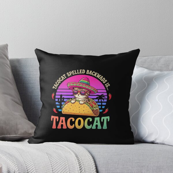 Item preview, Taco Cat Retro Sunset Funny Cat in Sombrero designed and sold by FormalDehyena.