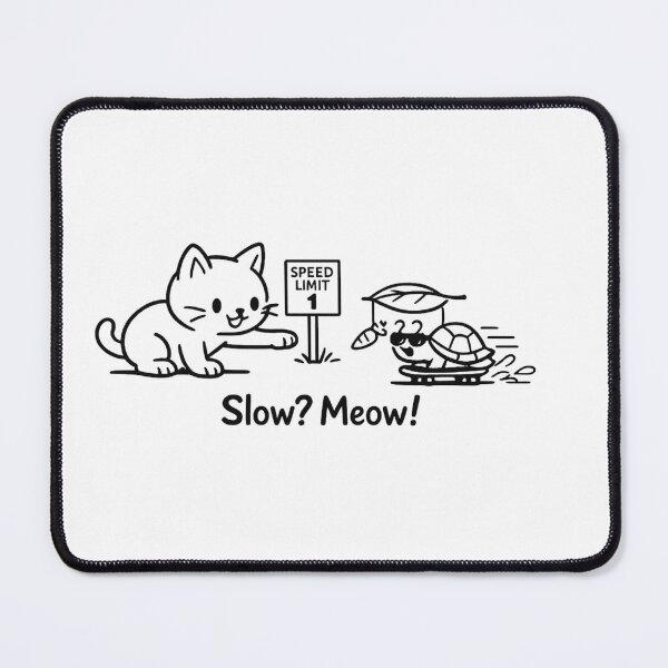 Item preview, Minimal Funny Cat and Snail Line Art – “Slow? Meow!” Design designed and sold by EdgeSphere.