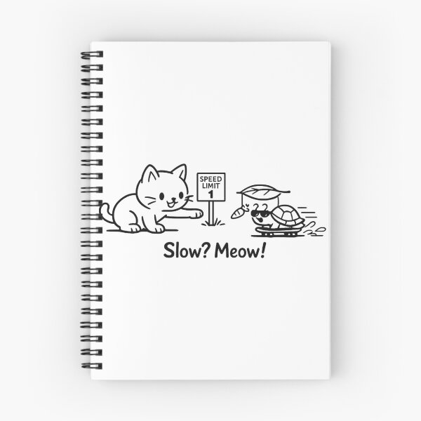 Item preview, Minimal Funny Cat and Snail Line Art – “Slow? Meow!” Design designed and sold by EdgeSphere.