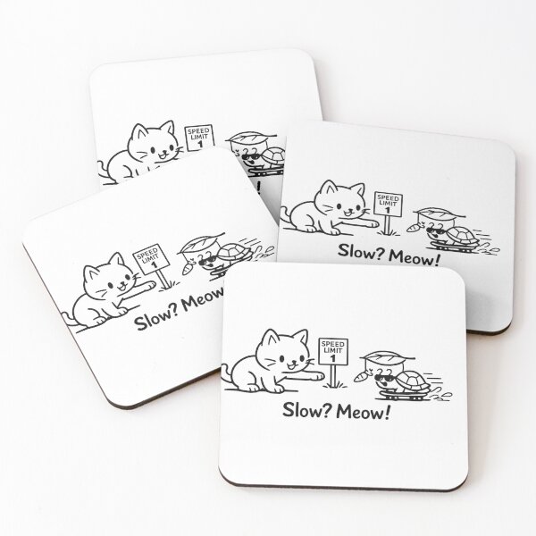 Aperçu de l'œuvre Illustration minimaliste et amusante d'un chat et d'un escargot – Design « Lent ? Miaou ! » créée et vendue par EdgeSphere.