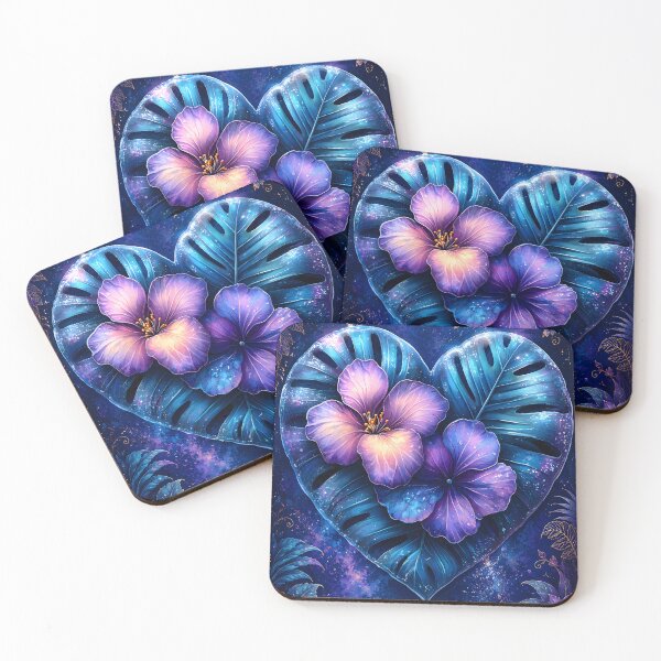 Item preview, Hearts 12 - Tropical Monstera Heart and Hibiscus Art designed and sold by NikaNavi.