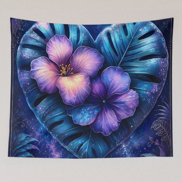 Item preview, Hearts 12 - Tropical Monstera Heart and Hibiscus Art designed and sold by NikaNavi.