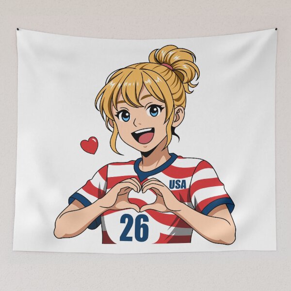 Item preview, Blonde Anime Girl Heart Hands USA Jersey designed and sold by Anne97s.