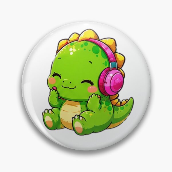 Item preview, Cute Dinosaur Listening to Music Sticker designed and sold by DailyDoodlesBySumbul.