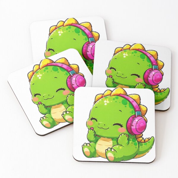 Item preview, Cute Dinosaur Listening to Music Sticker designed and sold by DailyDoodlesBySumbul.