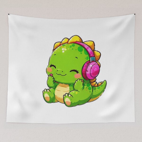 Item preview, Cute Dinosaur Listening to Music Sticker designed and sold by DailyDoodlesBySumbul.
