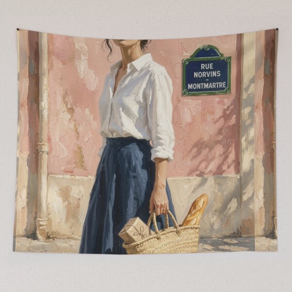 Item preview, Morning on Rue Norvins – Parisian Street Corner Art Print designed and sold by CARRAANN.