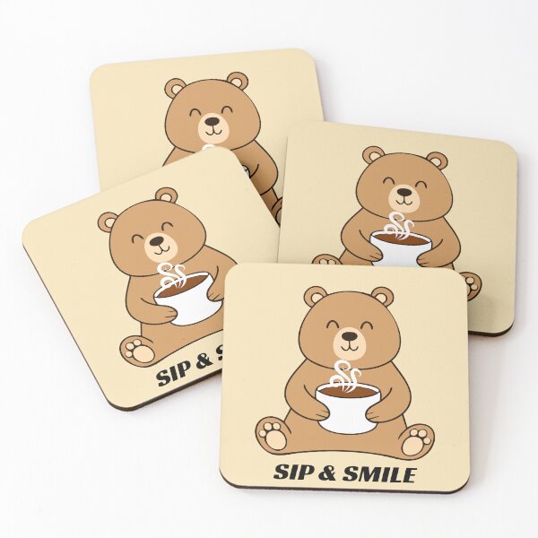 Item preview, Sip & Smile Cute Teddy Bear Coffee Design – Cozy Aesthetic for Stickers, T-Shirts, A-Line Dresses, Aprons & Gifts designed and sold by SyedaPrints.