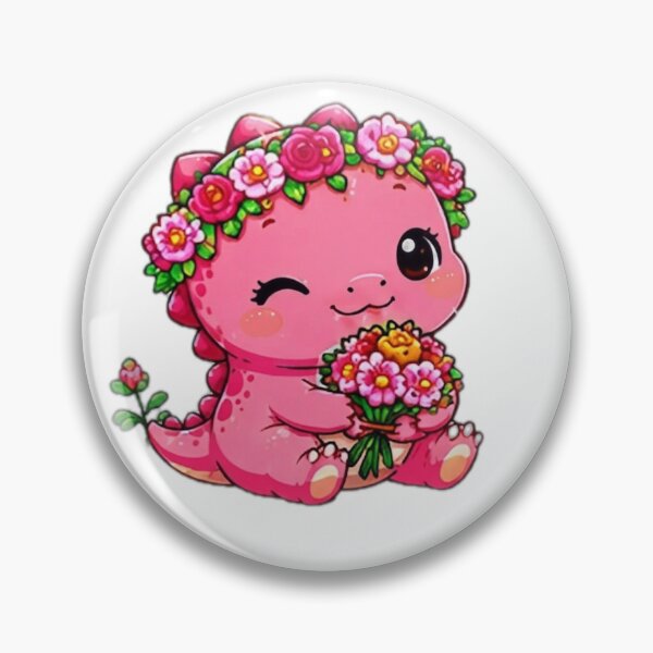 Item preview, Cute Pink Dinosaur with Flower Crown Sticker designed and sold by DailyDoodlesBySumbul.