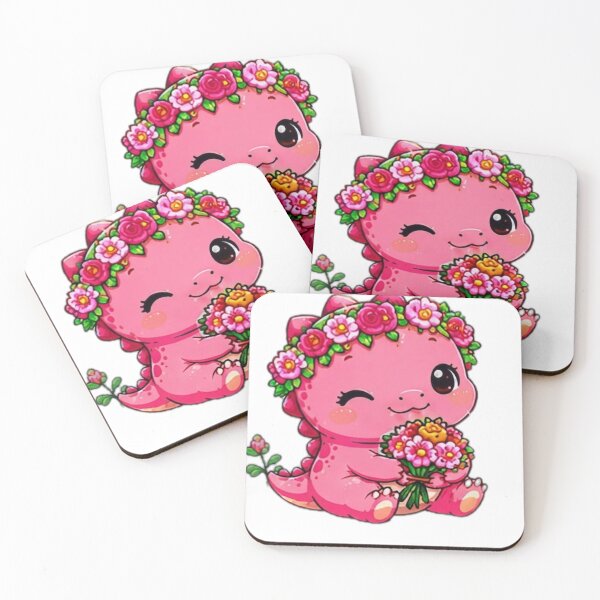 Item preview, Cute Pink Dinosaur with Flower Crown Sticker designed and sold by DailyDoodlesBySumbul.