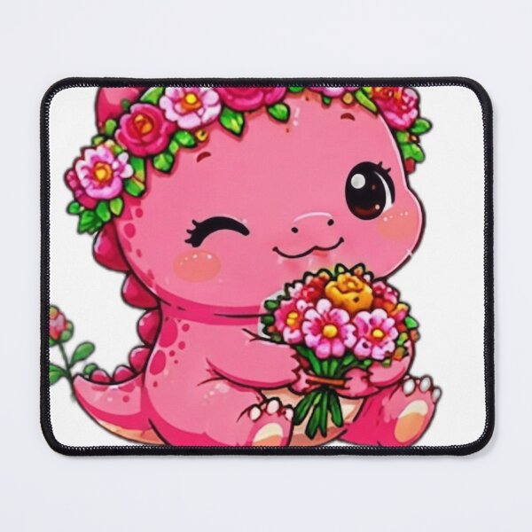Item preview, Cute Pink Dinosaur with Flower Crown Sticker designed and sold by DailyDoodlesBySumbul.