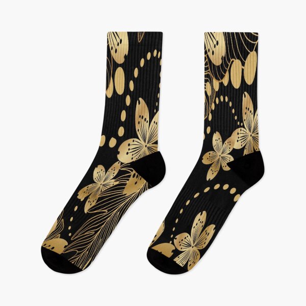 Item preview, Gilded Botanical: Luxe Gold and Black Floral Pattern designed and sold by LiveLearnCreate.