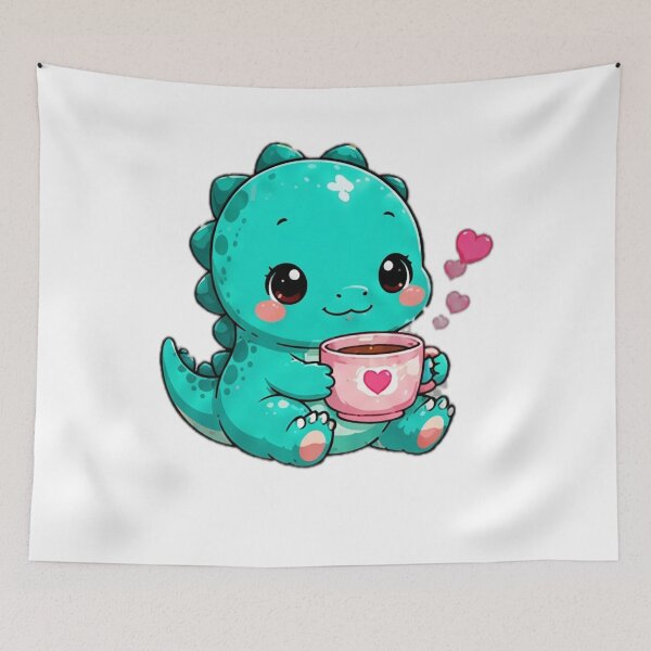 Item preview, Cute Dinosaur Drinking Coffee Sticker designed and sold by DailyDoodlesBySumbul.
