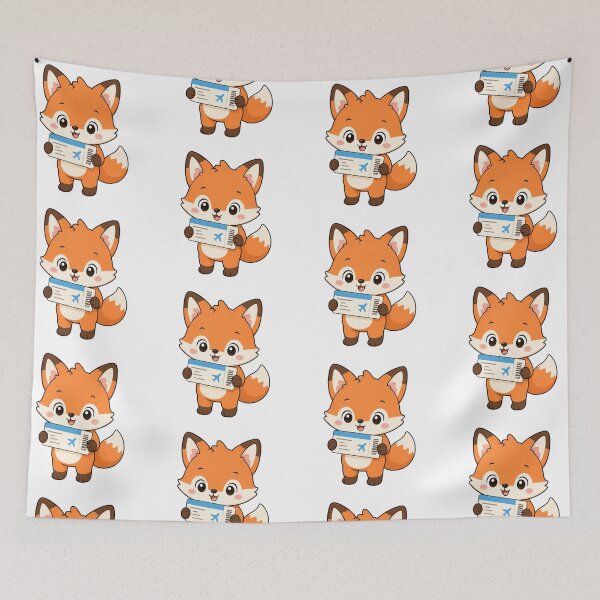 Item preview, Cute Fox Holding Boarding Pass Kawaii Travel Design designed and sold by Seculinator.