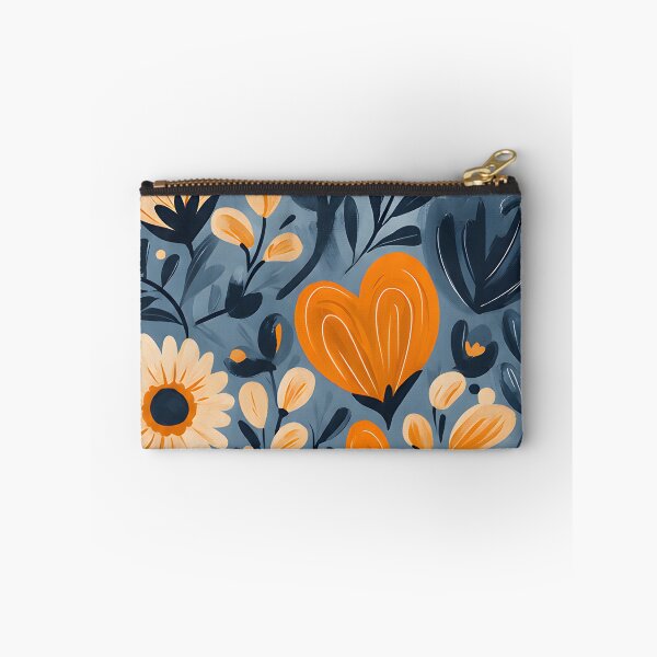 Item preview, Hearts 13 - Folk Art Blue and Orange Floral Heart designed and sold by NikaNavi.