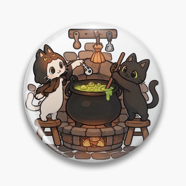 Item preview, cute witch cats brewing magic potion - cozy kawaii halloween cat designed and sold by Mypixieart.