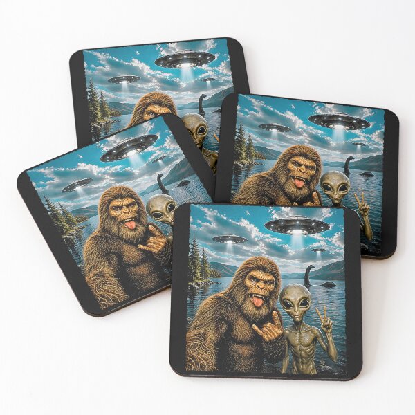 Item preview, funny Bigfoot Selfie With UFO Alien designed and sold by Rahamkshop.