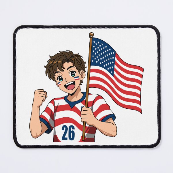 Item preview, USA Flag Cheering Anime Boy Art designed and sold by Anne97s.