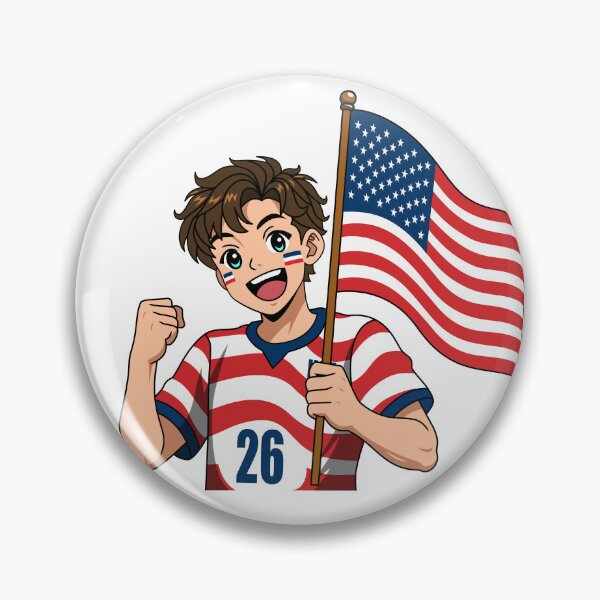 Item preview, USA Flag Cheering Anime Boy Art designed and sold by Anne97s.