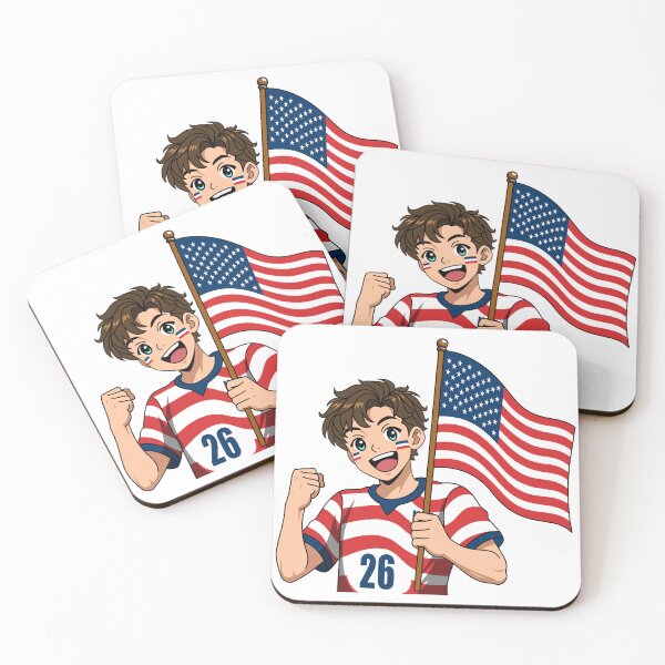 Item preview, USA Flag Cheering Anime Boy Art designed and sold by Anne97s.