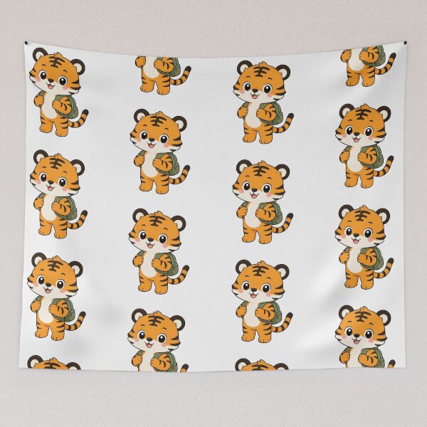 Item preview, Cute Tiger with Backpack Kawaii Cartoon Travel Design designed and sold by Seculinator.