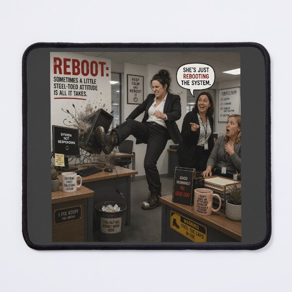 Item preview, Reboot Sometimes Steel Toe Attitude Funny Office Computer Design designed and sold by Hornace88studio.