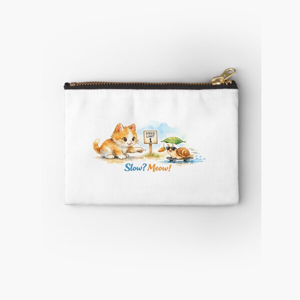Item preview, Watercolor Cat and Snail Art – Funny “Slow? Meow!” Animal Illustration designed and sold by EdgeSphere.