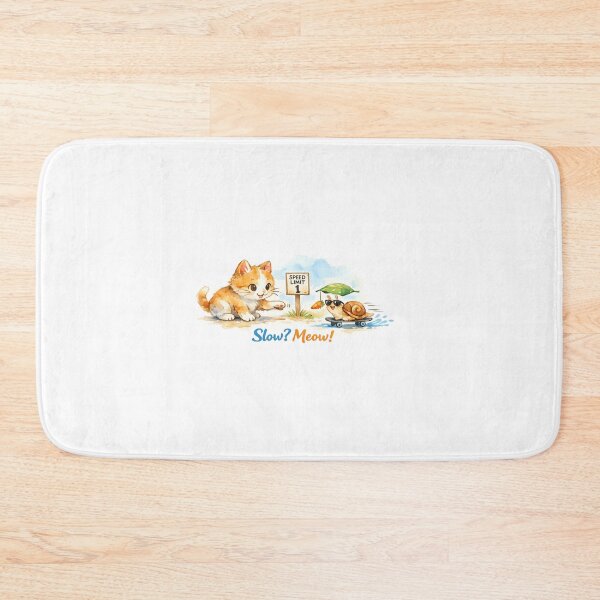 Item preview, Watercolor Cat and Snail Art – Funny “Slow? Meow!” Animal Illustration designed and sold by EdgeSphere.