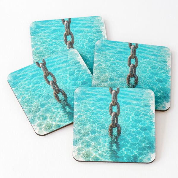Item preview, Turquoise Harbor Chain Coastal Watercolor Art designed and sold by TheSlowShore.
