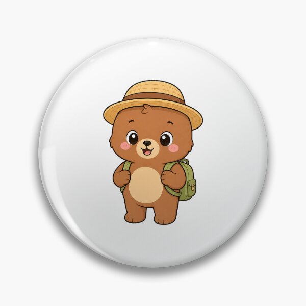 Item preview, Cute Bear with Backpack and Straw Hat Kawaii Travel Design designed and sold by Seculinator.