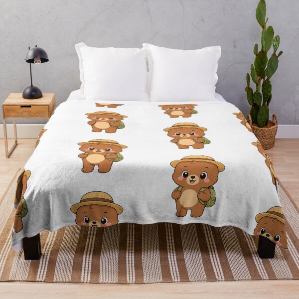 Item preview, Cute Bear with Backpack and Straw Hat Kawaii Travel Design designed and sold by Seculinator.
