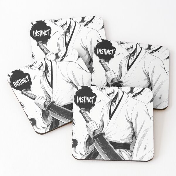 Item preview, Instinct Hollow Samurai Manga Panel Black White Wild Swordsman Art Print designed and sold by MugenAnime.