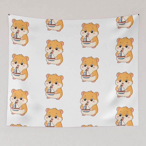 Item preview, Cute Hamster Holding Sailboat Kawaii Cartoon Nautical Design designed and sold by Seculinator.
