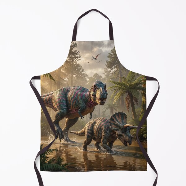 Item preview, Allosaurus Chases Triceratops Through Primordial Swamp designed and sold by Tridentulus.