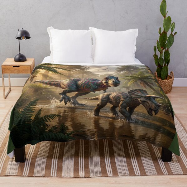 Item preview, Allosaurus Chases Triceratops Through Primordial Swamp designed and sold by Tridentulus.