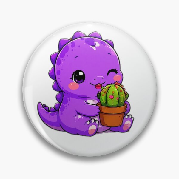 Item preview, Cute Purple Dinosaur with Cactus Sticker designed and sold by DailyDoodlesBySumbul.