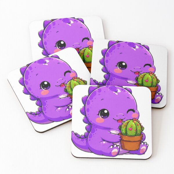 Item preview, Cute Purple Dinosaur with Cactus Sticker designed and sold by DailyDoodlesBySumbul.