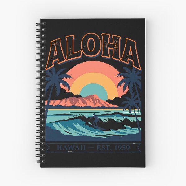 Item preview, Retro Aloha Hawaii Surf Sunset Vintage 1959 Graphic designed and sold by BumbleBloom7.