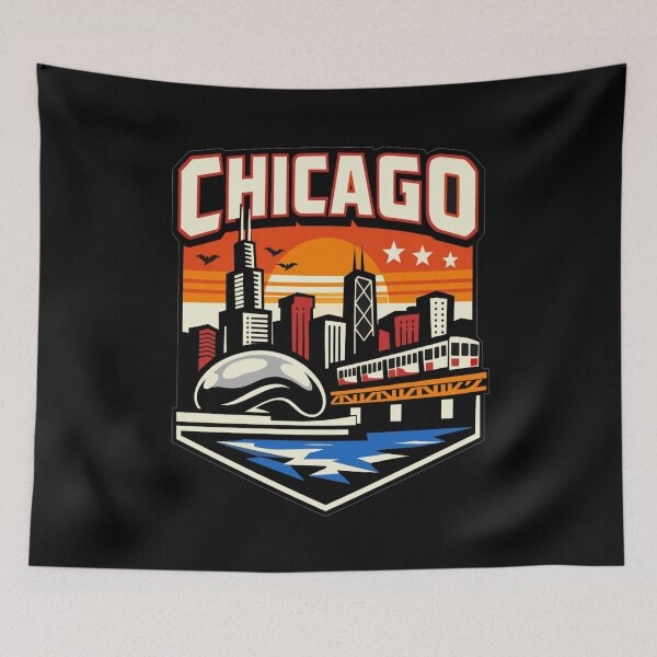 Item preview, Chicago Retro Skyline Badge - Illinois City Travel Design designed and sold by Lyfeinsights.