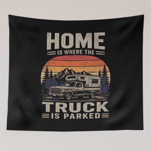 Item preview, Home Is Where the Truck Is Parked Vintage Camper Scene designed and sold by FormalDehyena.