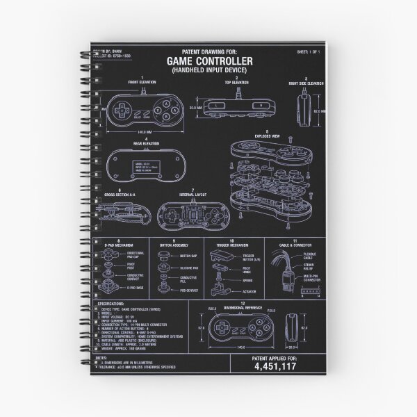 Item preview, Retro Game Controller Patent Drawing SNES Gamepad Blueprint Poster designed and sold by DarkOriginArts.