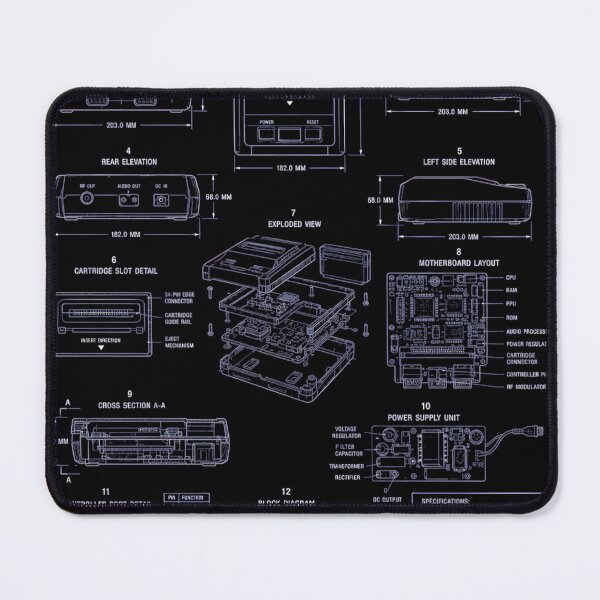 Item preview, Retro Home Entertainment Console Patent Drawing NES Blueprint Poster designed and sold by DarkOriginArts.